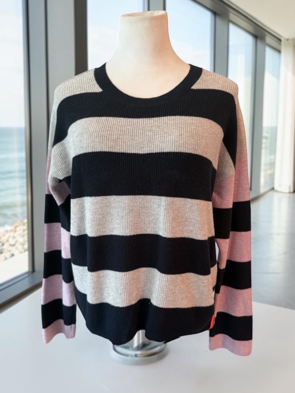 LISA TODD Cashmere Cotton Striped Sweater Size LARGE